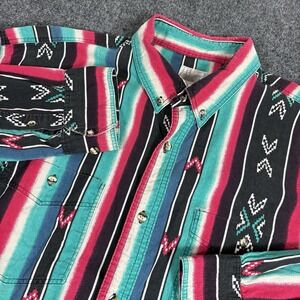 Vintage Express Rider Aztec Stripe Navajo Southwest Cowboy Western Shirt Men 2XL